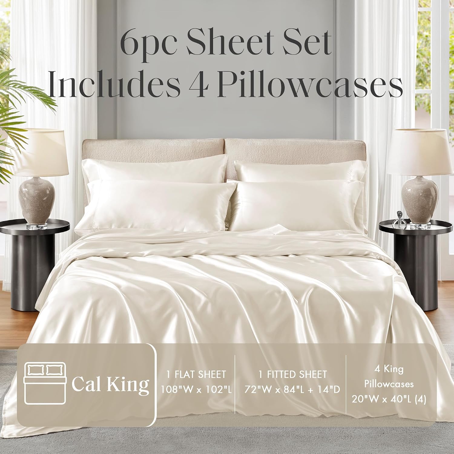 Madisonpark Madison Park Essentials Satin Sheet Set Luxury and Silky with Natural Sheen, Elastic 14" Pocket fits up to 16" Mattress, All Ar…