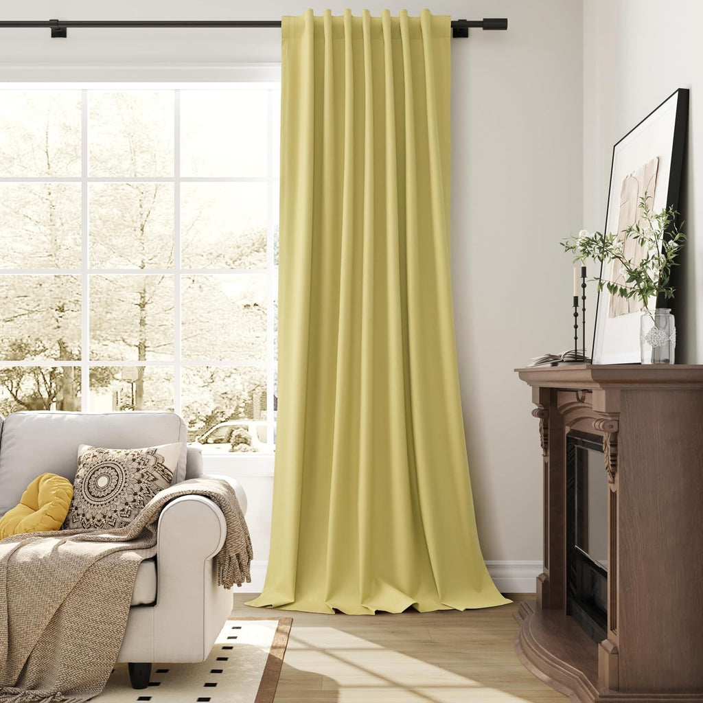 Guken Yellow Linen 100% Blackout Curtains 84 Inch Long for Bedroom 2 Panels Textured Light Blocking Black Out Thermal Insulated Soundproof…