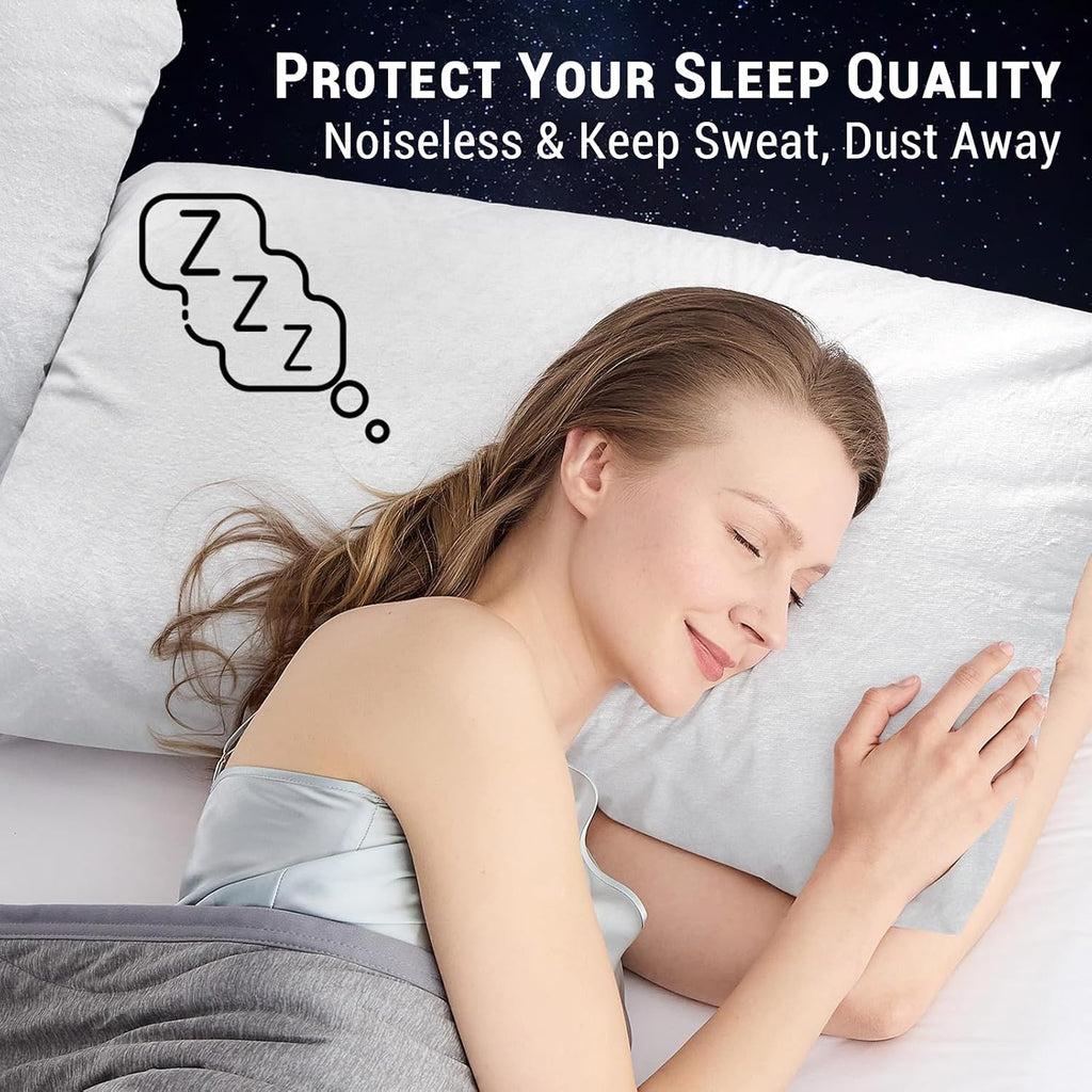 Gogreen Bamboo Rayon Waterproof Pillow Protector, Breathable Case Cover, Cooling Pillow Case with Zipper, Soft Terry Cover with Zipper (4 P…