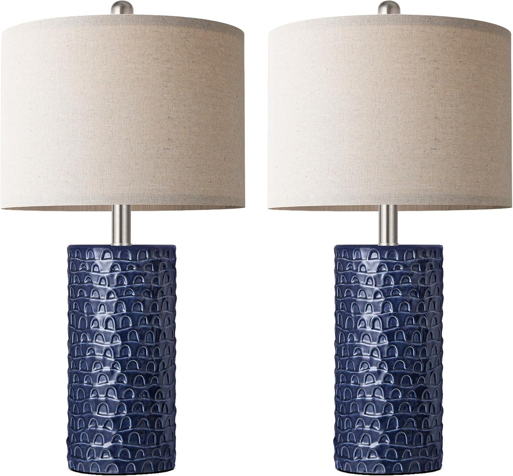 PARTPHONER 23" Modern Ceramic Table Lamp Set of 2, Table Lamps for Living Room, Rustic Farmhouse Bedside Lamps Nightstand lamp for…