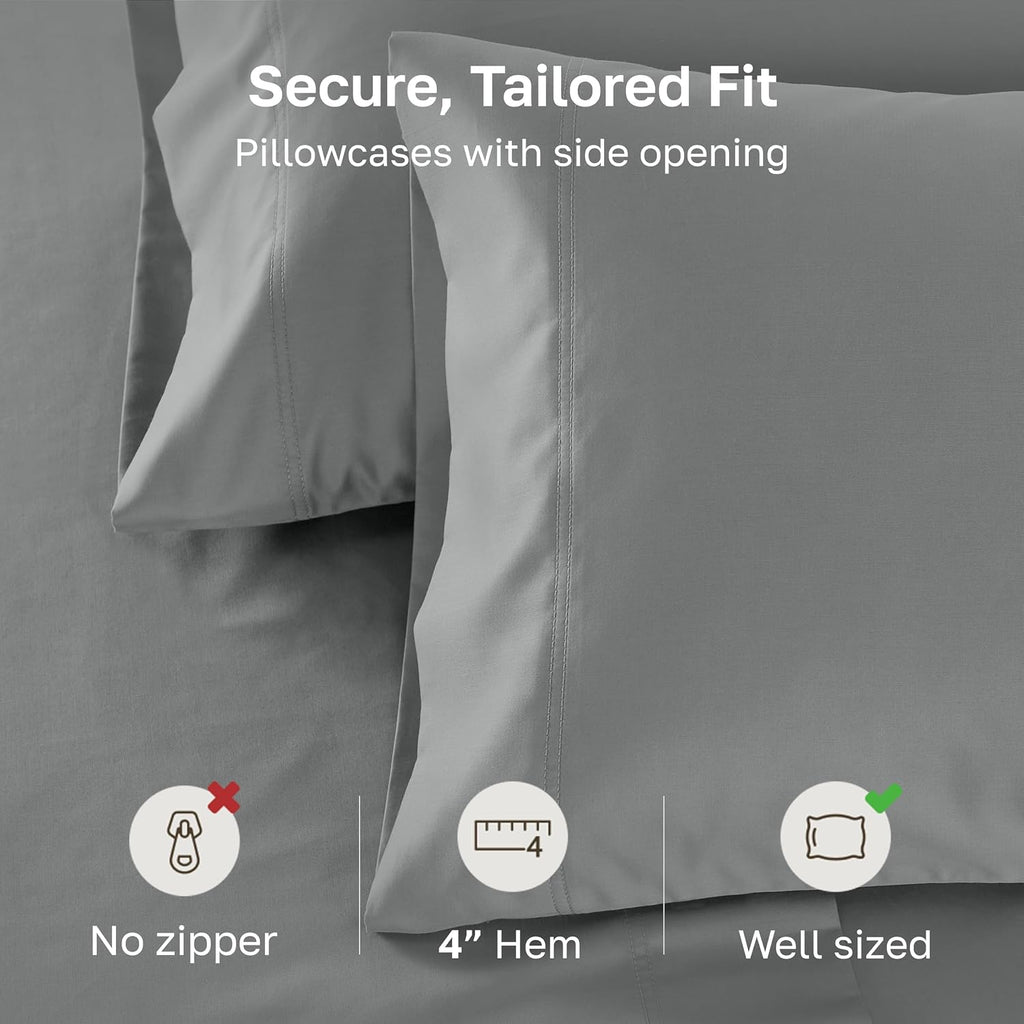 CaliforniaDesignDen Luxuriously Soft 600 Thread Count, 100% Cotton Set of 2 Cases, Crisp Pillow Cases King Size Set of 2, Fits King Pillows…