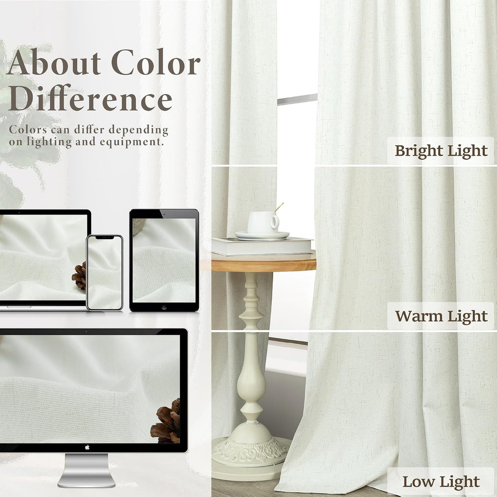 Pitalk Ivory Blackout Curtains 90 Inches Long 2 Panel Light Blocking Patio Drape for Sliding Glass Doors Rustic Country Curtain for Nursery…
