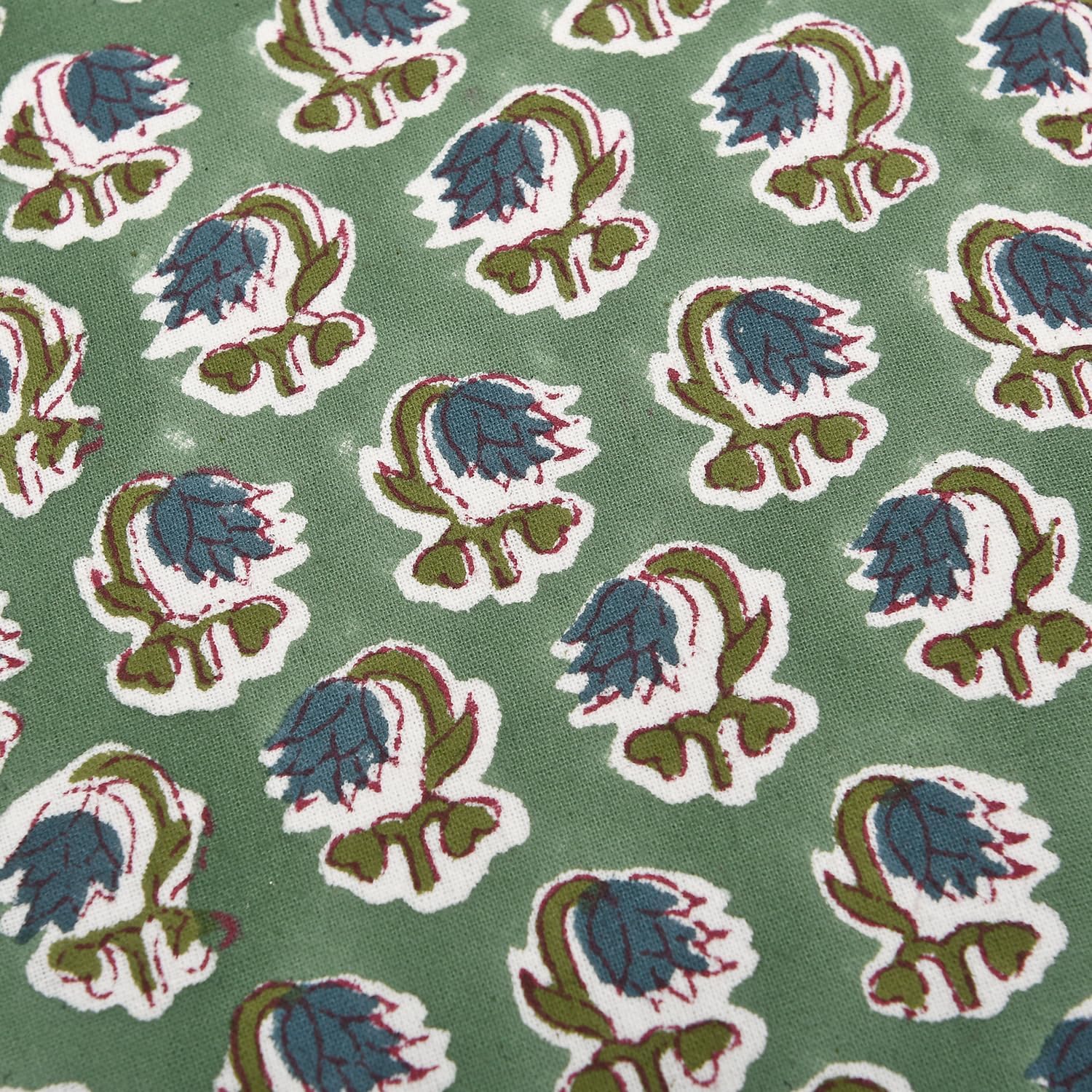 Ridhi Block Print Basil Green 54"x20" Set 1-100% Cotton Ruffle Lumbar Sham Cover Boho Floral Pillowcase, Farmhouse Cottagecore Bedding…