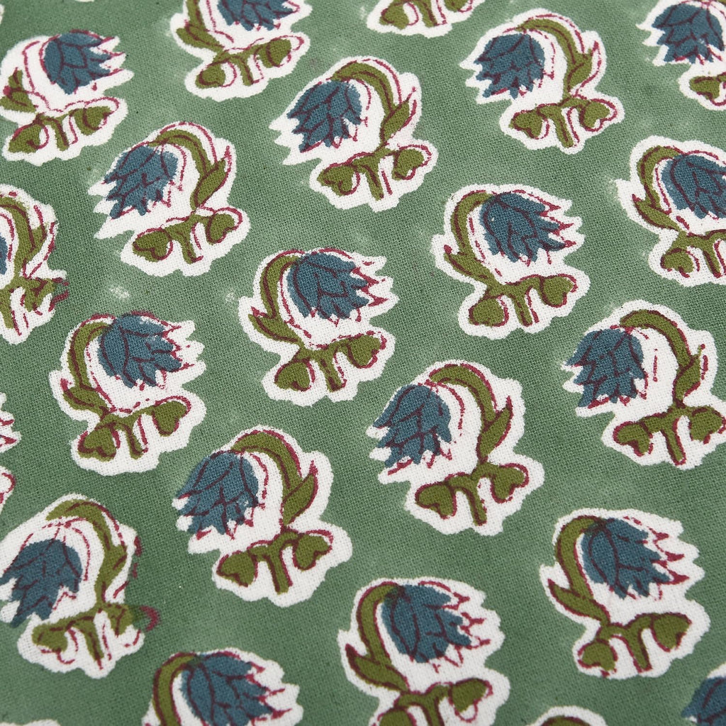 Ridhi Block Print Basil Green 36"x14" Set 1-100% Cotton Ruffle Lumbar Sham Cover Boho Floral Pillowcase, Farmhouse Cottagecore Bedding…
