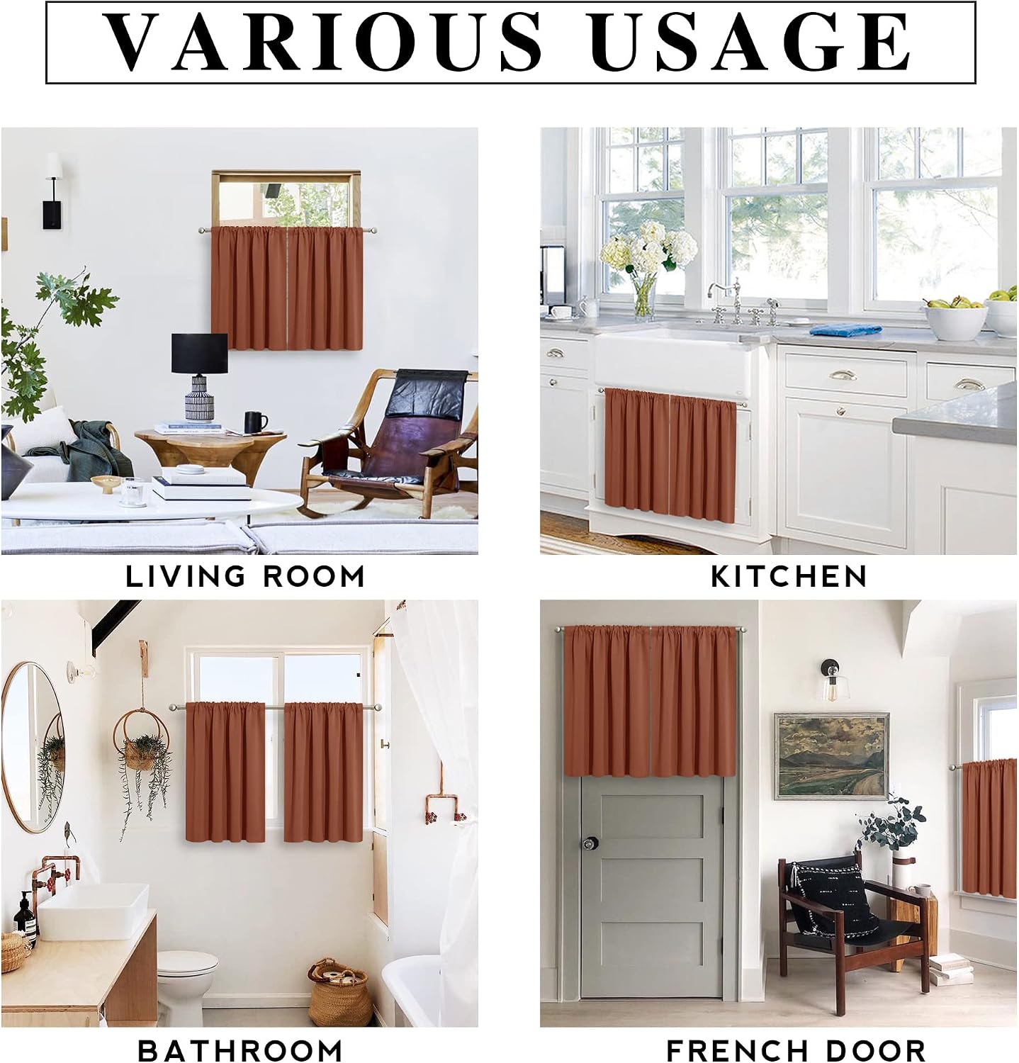 Rybhome RYB HOME Small Window Curtains for Kitchen, Thermal Insulated Privacy Shades Chic Home Decoration for Basement Bathroom Door Window…