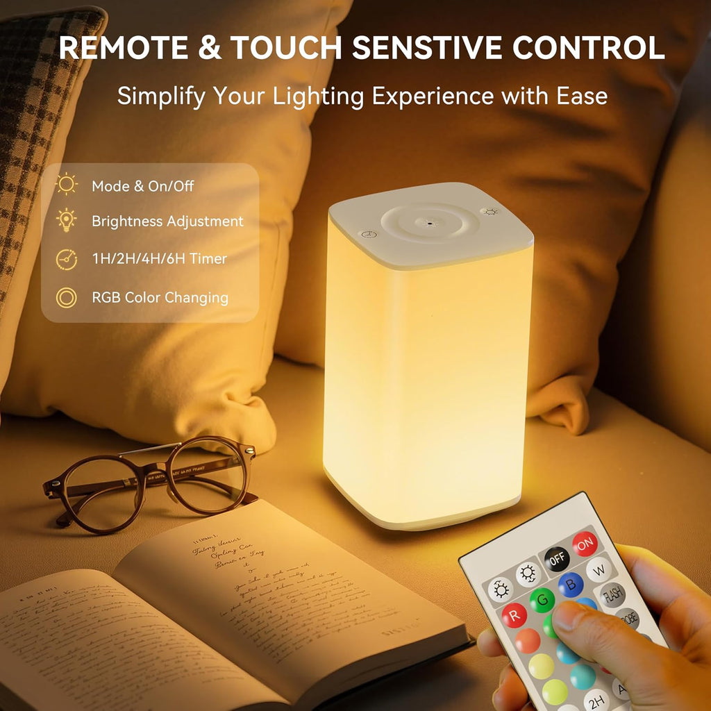 Auxmir Baby Night Light for Nursery, White 4000mAh Rechargeable Night Light with Remote & Touch Control, Dimmable Soft White Light, 256 RGB…