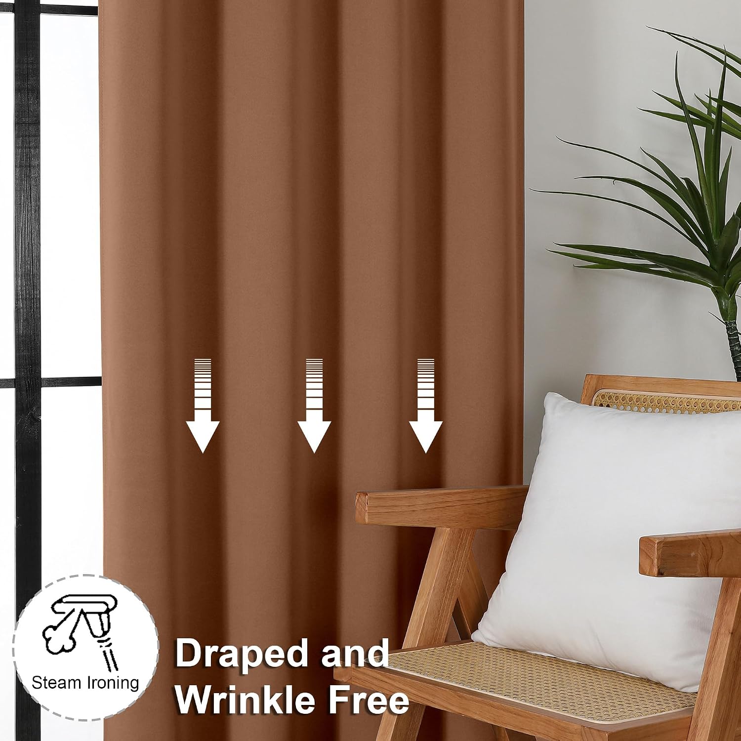 Simplebrand Ava Sun Baked Blackout Curtains for Bedroom 84 Inch Length 2 Panels Set, Solid Thermal Insulated Privacy Living Room Window Tre…