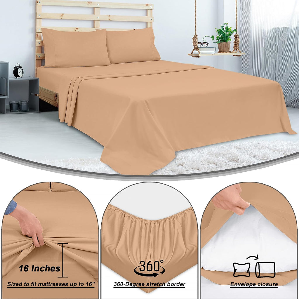 Royalelinens ROYALE LINENS 300 Thread Count 100% Long Staple Combed Cotton Sheet Set - 4 Piece King Bed Sheets - 1 Fitted, 1 Flat & 2 Pillo…
