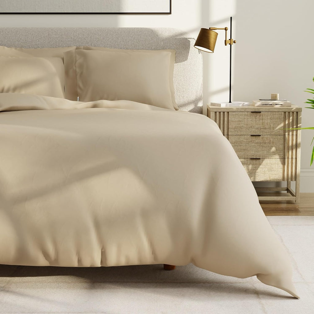 QuickZip Sateen Pillow Case Standard/Queen Size (20” X 32”) Pillowcases, Set of 2, 100% Cotton Pillow Covers with Envelope Closure, Sand