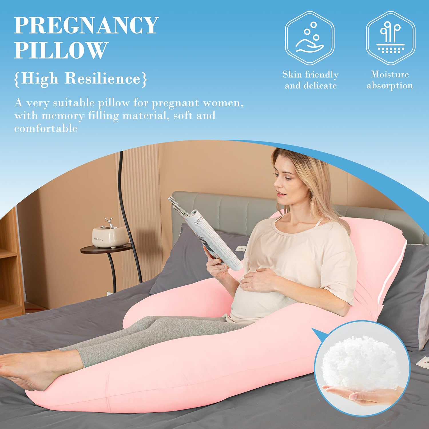 Cute Castle Cooling Cover Pregnancy Pillows, Soft U-Shape Maternity Pillow with Removable Cover - Full Body Pillows for Adults Sleeping…