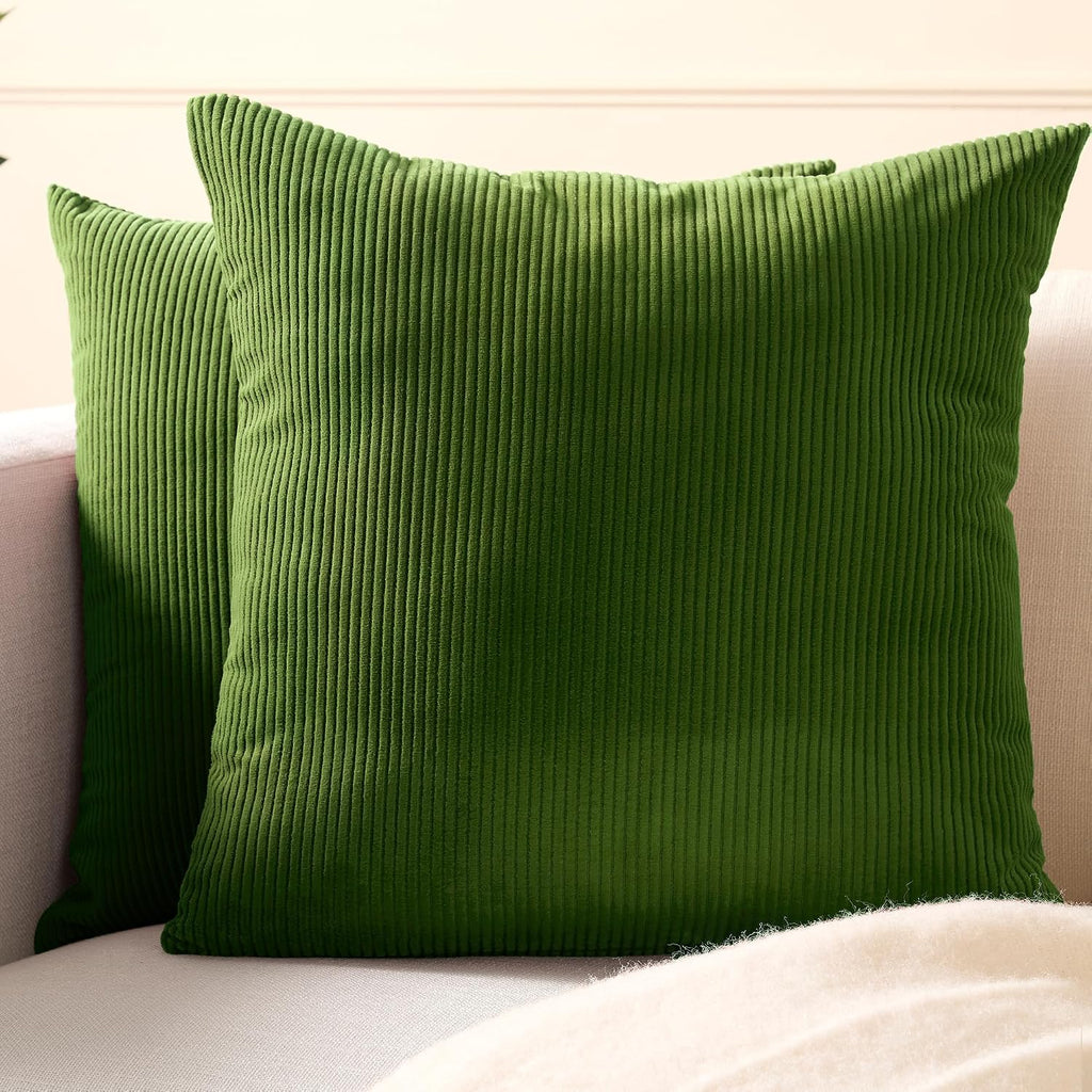 EncasaXO Encasa XO Corduroy Throw Pillows Covers 18"x18", Set of 2 Soft Textured Striped Boho Pillow Covers | Decorative and Cozy Cushion C…