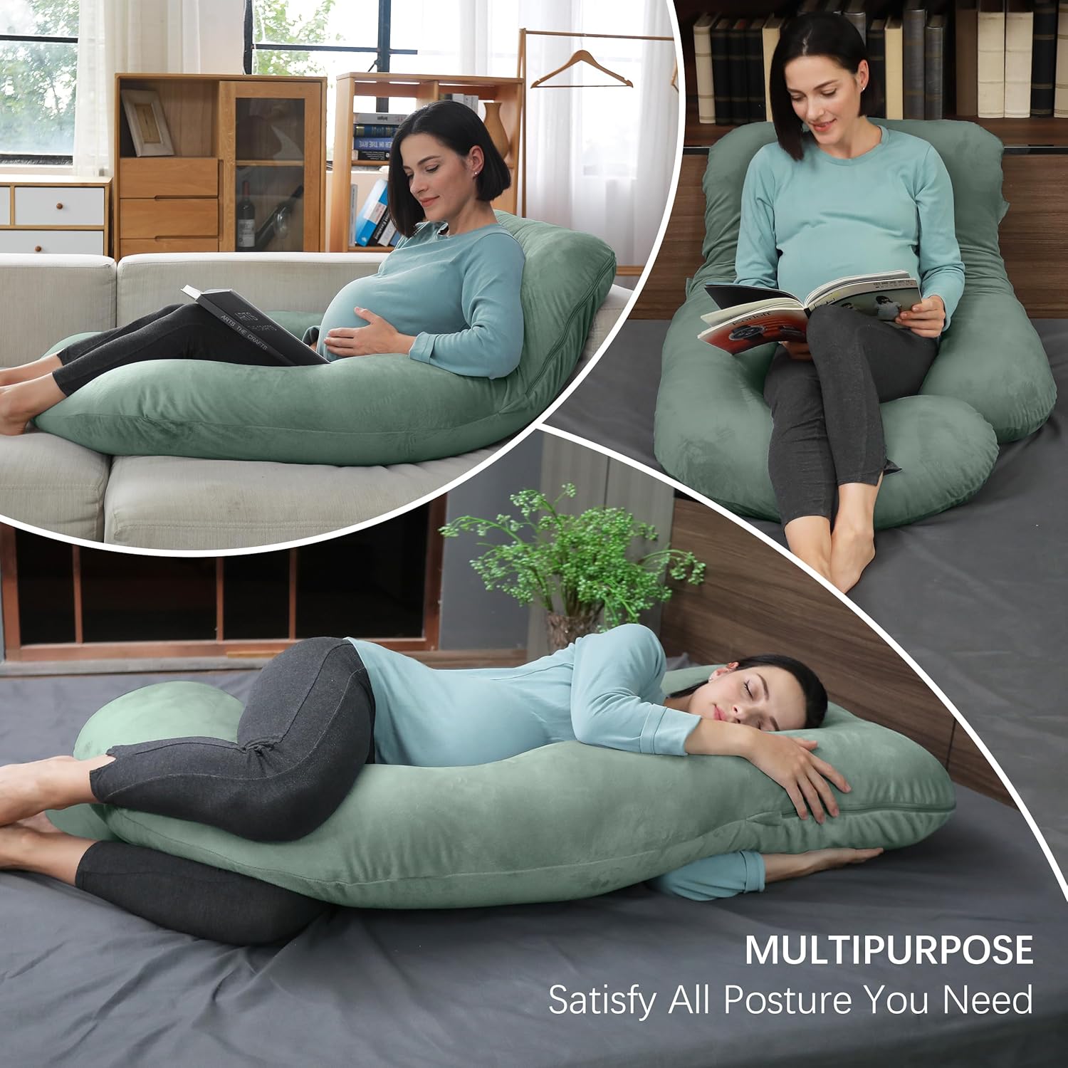 Moonpark MOON PARK Pregnancy Pillows for Sleeping - U Shaped Full Body Maternity Pillow with Removable Cover - Support for Back, Legs, Bell…