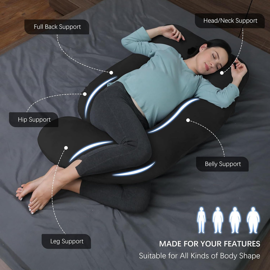 Moonpark MOON PARK Pregnancy Pillows for Sleeping - U Shaped Full Body Maternity Pillow with Removable Cover - Support for Back, Legs, Bell…