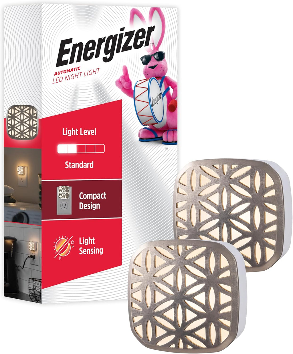 Energizer LED Floral Decorative Night Lights Plug into Wall Home Decor Apartment Essentials Ambient Lighting Nightlight Brushed Nickel…