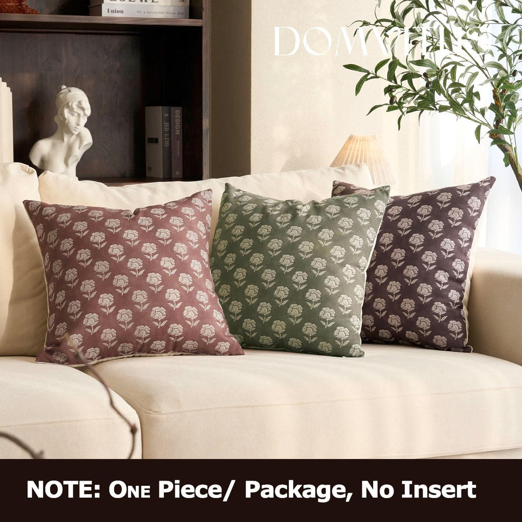 Domvitus Floral Pillow Covers 24x24 Throw Pillow Covers Decorative Farmhouse Block Floral Print Vintage Pillow Cover for Living Room Couch…