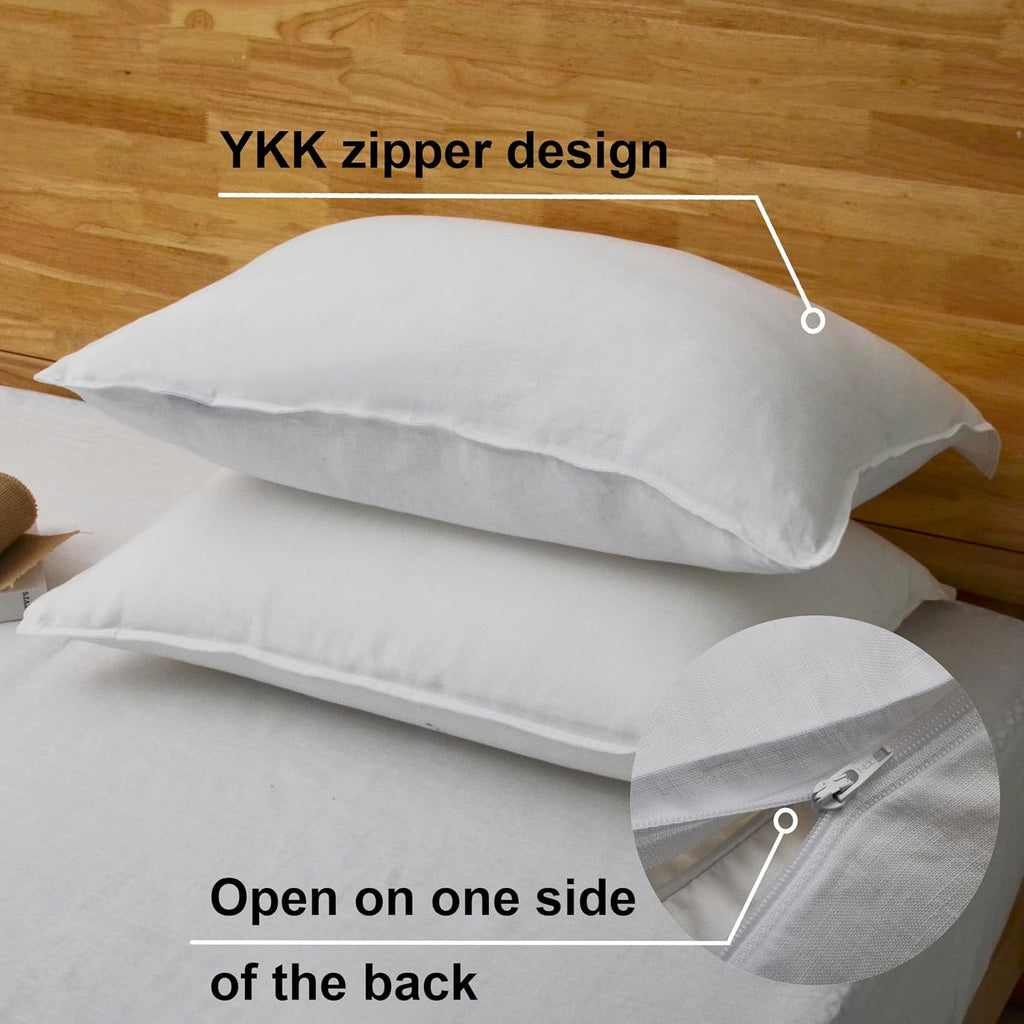 Chuffed Linen Pillowcases 2 Pack 100% Linen Standard Pillow Cases, Breathable and Cooling Washed Pillowshams with Zipper Closure, 20x26 Inc…