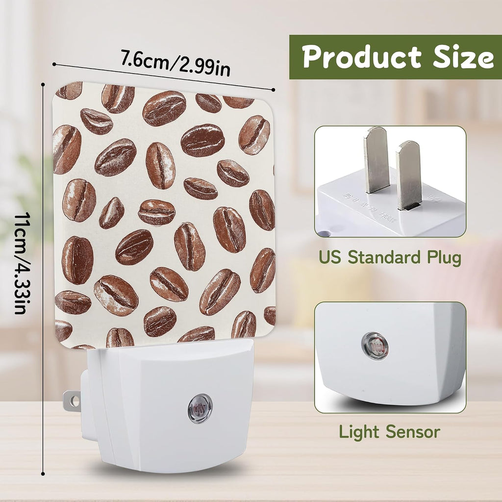 Coffee Bean Night Lights Plug into Wall, Night Light with Dusk to Dawn Sensor for Bedroom Bathroom Kitchen Hallway Stairs, Decorative…