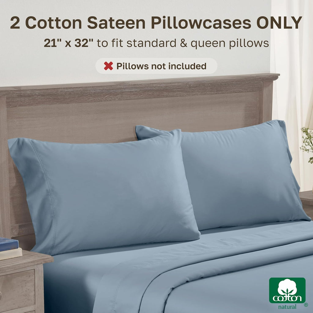 CaliforniaDesignDen Luxuriously Soft 600 Thread Count, 100% Cotton Set of 2 Cases, Crisp Standard Pillow Cases Set of 2 Fits Standard & Que…