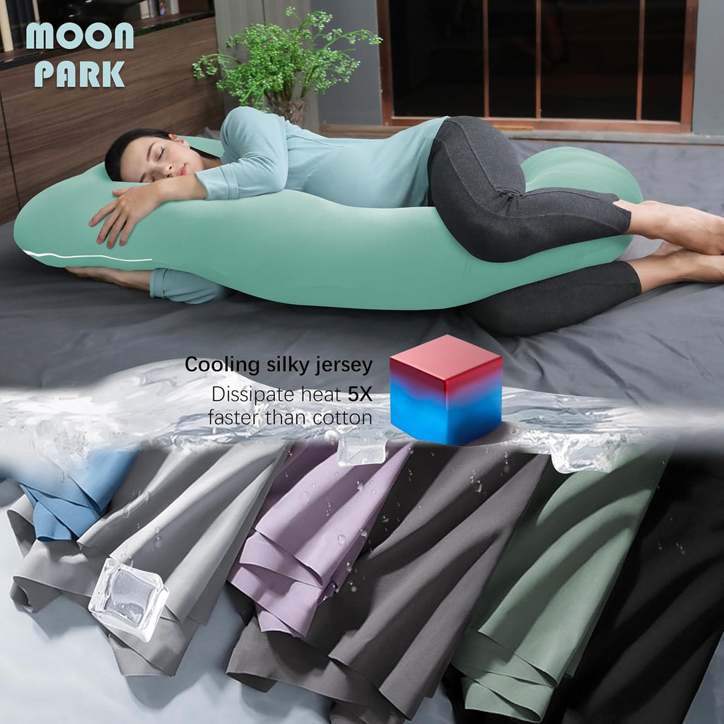 Moonpark MOON PARK Pregnancy Pillows for Sleeping - U Shaped Full Body Maternity Pillow with Removable Cover - Support for Back, Legs, Bell…
