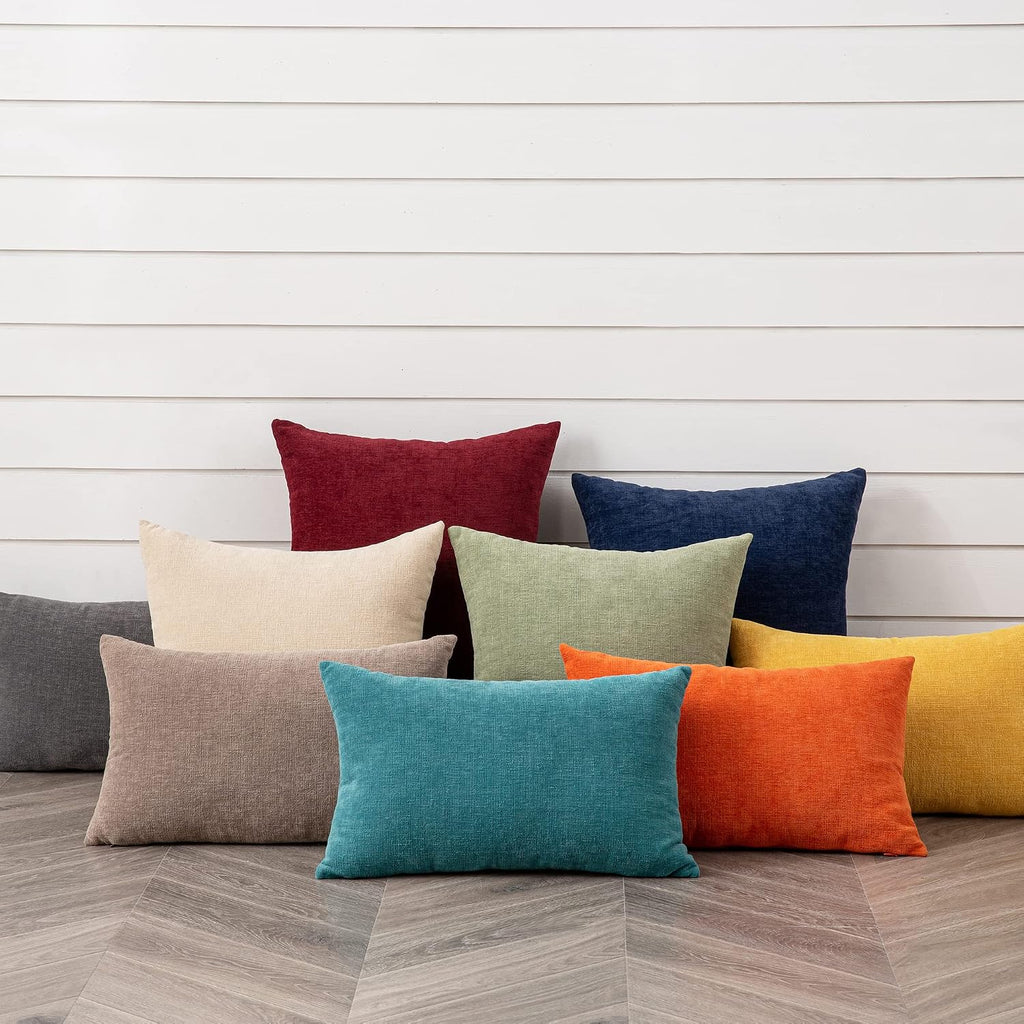 Gawamay Decorative Square Throw Pillow Covers 18"x18" Inch Set of 4, Super Soft Chenille Pillows Cover Fall Pillowcase for Living Room Bedr…