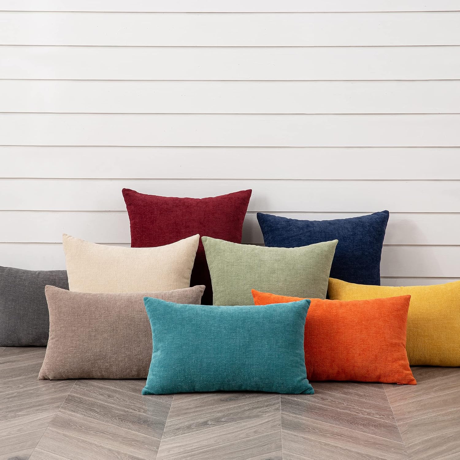 Gawamay Decorative Square Throw Pillow Covers 18"x18" Inch Set of 4, Super Soft Chenille Pillows Cover Fall Pillowcase for Living Room Bedr…
