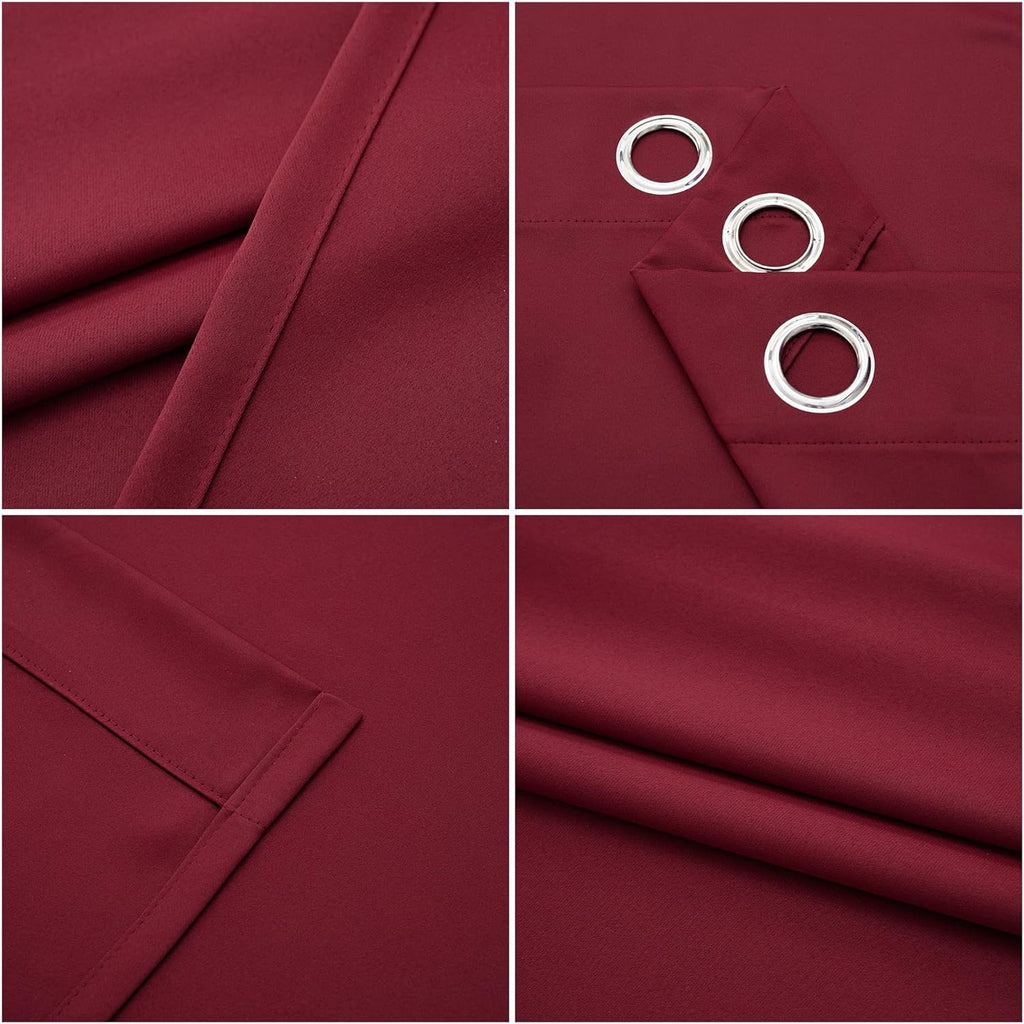 Pickluc Grommet Blackout Curtains for Bedroom and Living Room 2 Panels Set, Thermal Insulated Room Darkening Curtains, Burgundy Red, 42 x…