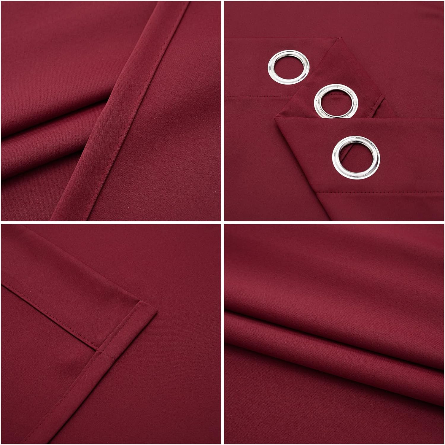 Pickluc Grommet Blackout Curtains for Bedroom and Living Room 2 Panels Set, Thermal Insulated Room Darkening Curtains, Burgundy Red, 42 x…