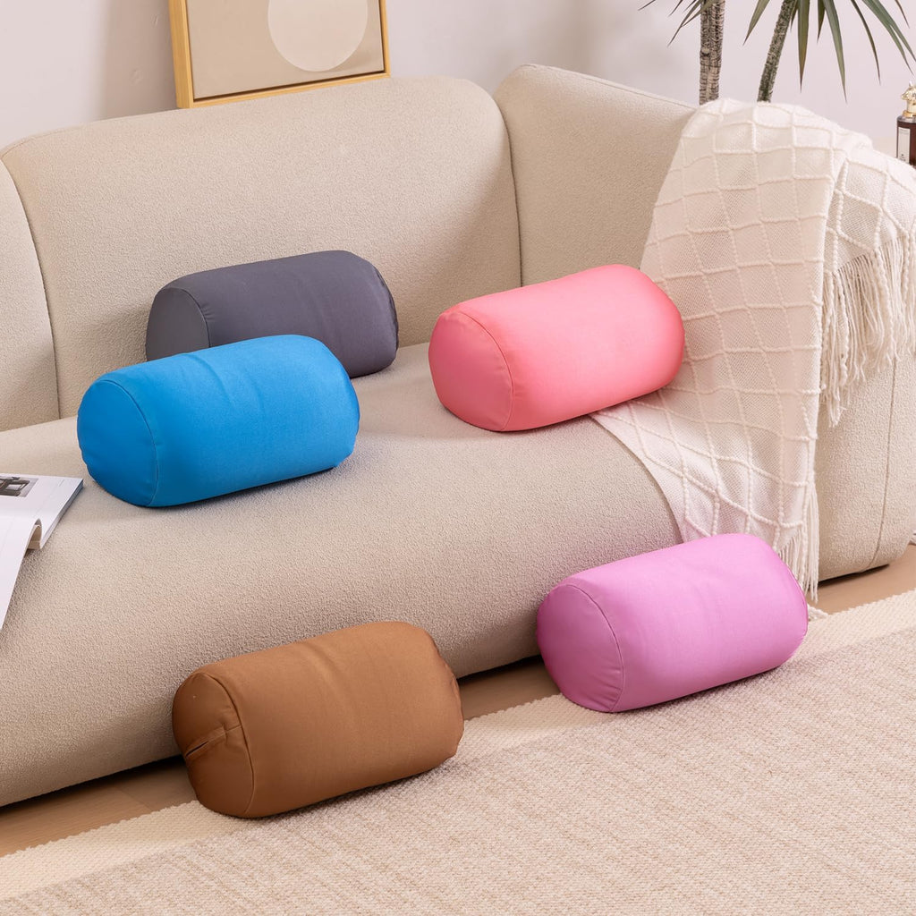 2Pcs Microbead Bolster Tube Neck Bed Body Pillows, 12 x 7 inches Squish Bean Bag Microbead Pillow for Sleeping Home Travel Neck Lumbar…