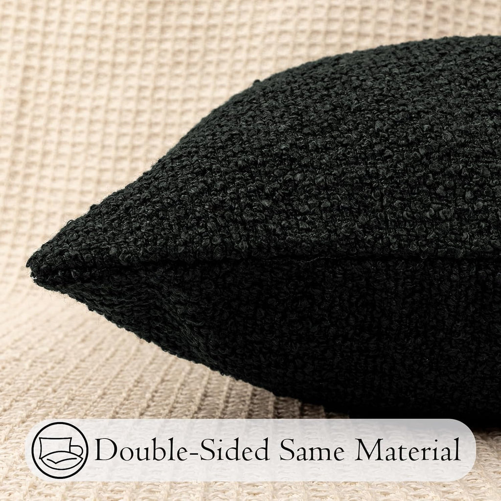 JoraLion 20x54 inch Neutral Boucle Body Pillow Cover, Black Long Pillow Cover Cozy Soft Cushion Case for Couch Sofa Bed Living Room Home…