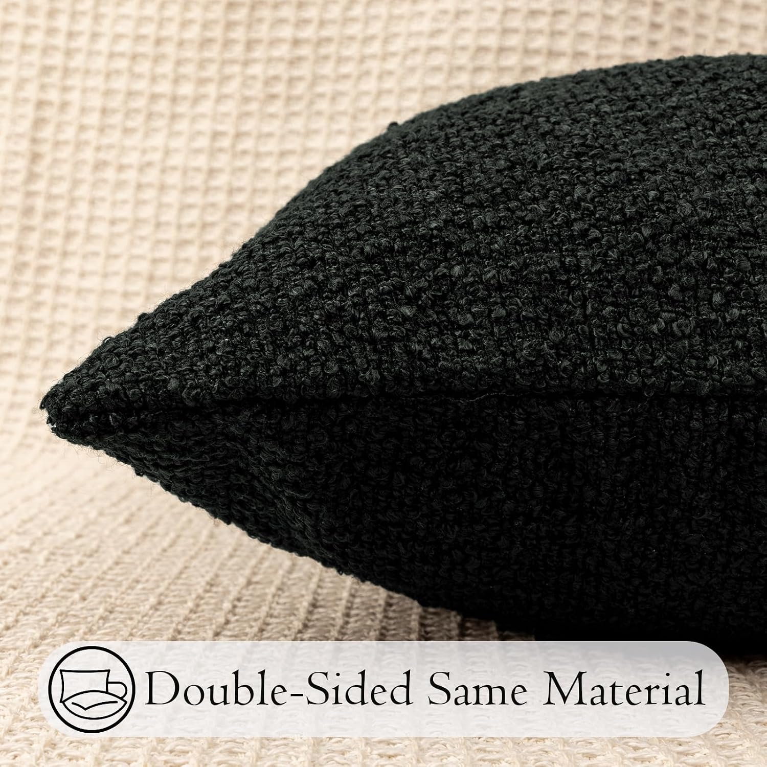 JoraLion 20x54 inch Neutral Boucle Body Pillow Cover, Black Long Pillow Cover Cozy Soft Cushion Case for Couch Sofa Bed Living Room Home…