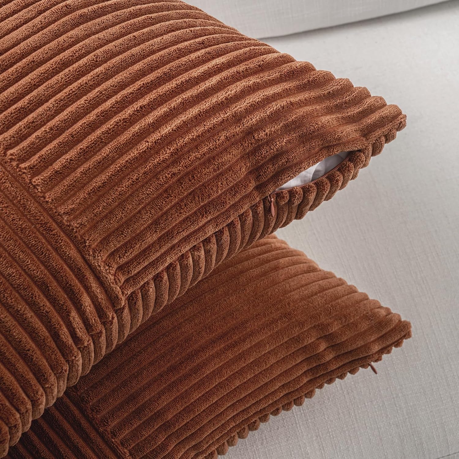 Fancy Homi 2 Packs Rust Samll Decorative Throw Pillow Covers 14x14 Inch with for Couch Bed, Rustic Farmhouse Boho Home Decor, Soft Corss…