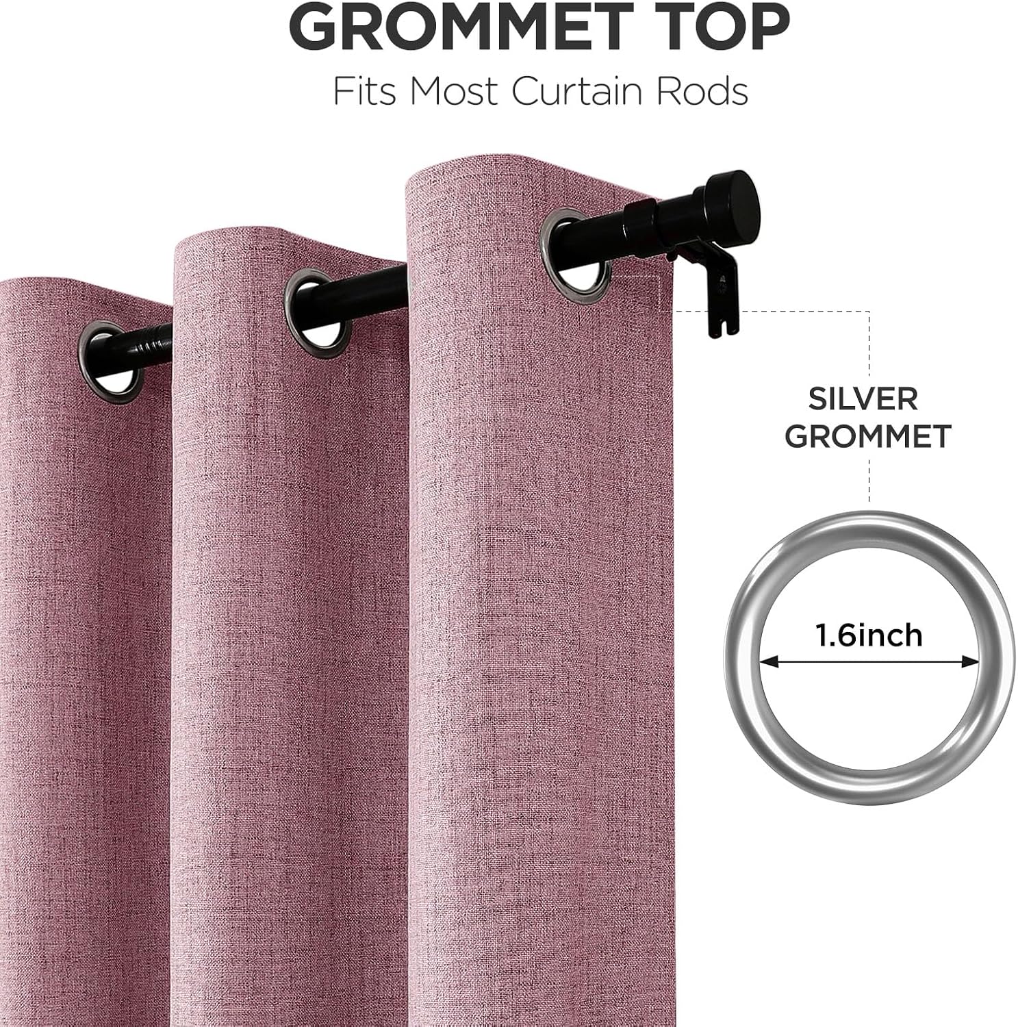 Joydeco Light Pink Blackout Curtains 120 Inches Long, Extra Long Curtains 120 Inch Length 1 Panel for Bedroom, Thermal Insulated Linen…