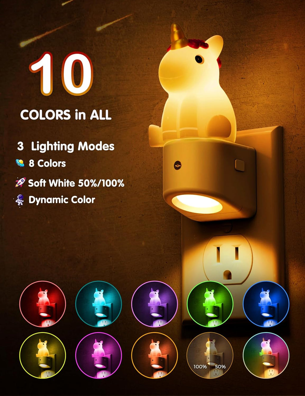 L LOHAS LED Plug-in Night Light for Kids, Cute Color Changing LED Night Light with Dusk to Dawn Sensor, Christmas, Birthday Gift…
