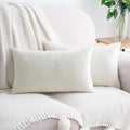 Hwy50 HWY 50 Cream White Lumbar Pillow Covers 12x20 Inch Pack of 2, Soft Chenille Decorative Throw Pillow Covers Farmhouse for Couch Sofa L…