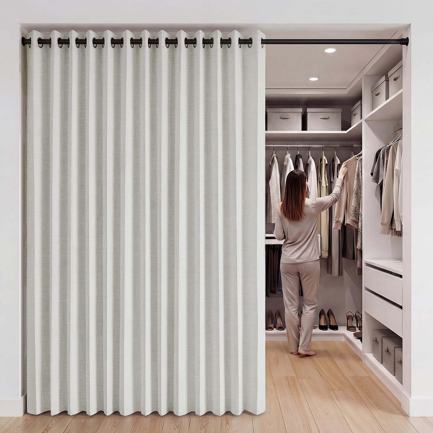 RYB HOME Accordion Style Closet Curtain-100% Blackout Folding Accordion Curtain for Sliding Glass Door/Bedroom, Privacy Assurd Living…