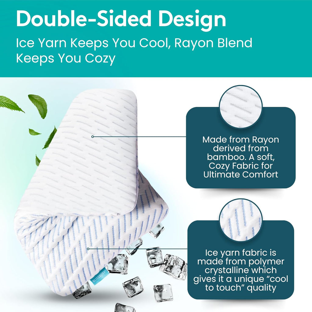 Blissbury 2.2 Inch Super Thin Pillow for Sleeping | Cool-to-Touch Memory Foam Flat Pillow for Stomach Sleeper | for Back & Stomach Sleeper…