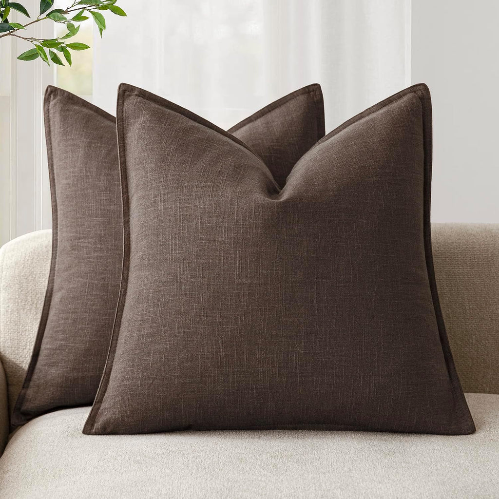 Foindtower Pack of 2, Decorative Linen Soild Throw Pillow Covers Soft Accent Cushion Case Boho Farmhouse Neutral Pillowcase for Couch…
