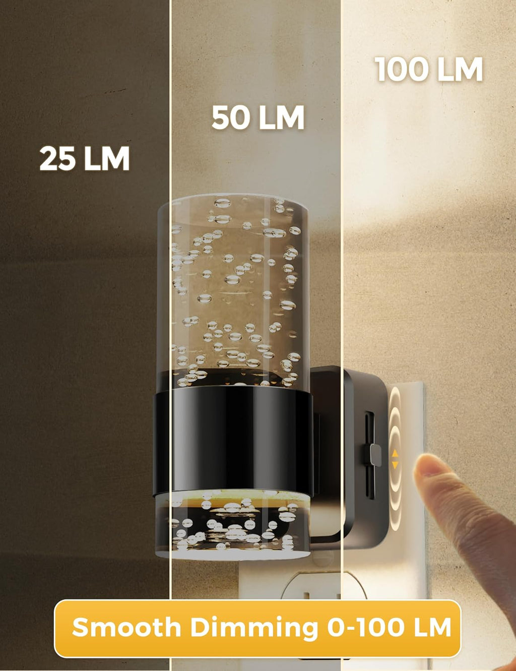 Night Lights Plug into Wall, Dimmable Night Light with Dusk to Dawn Sensor, Acrylic Night Light with Warm Light 3000K, Wall Sconce-Style…