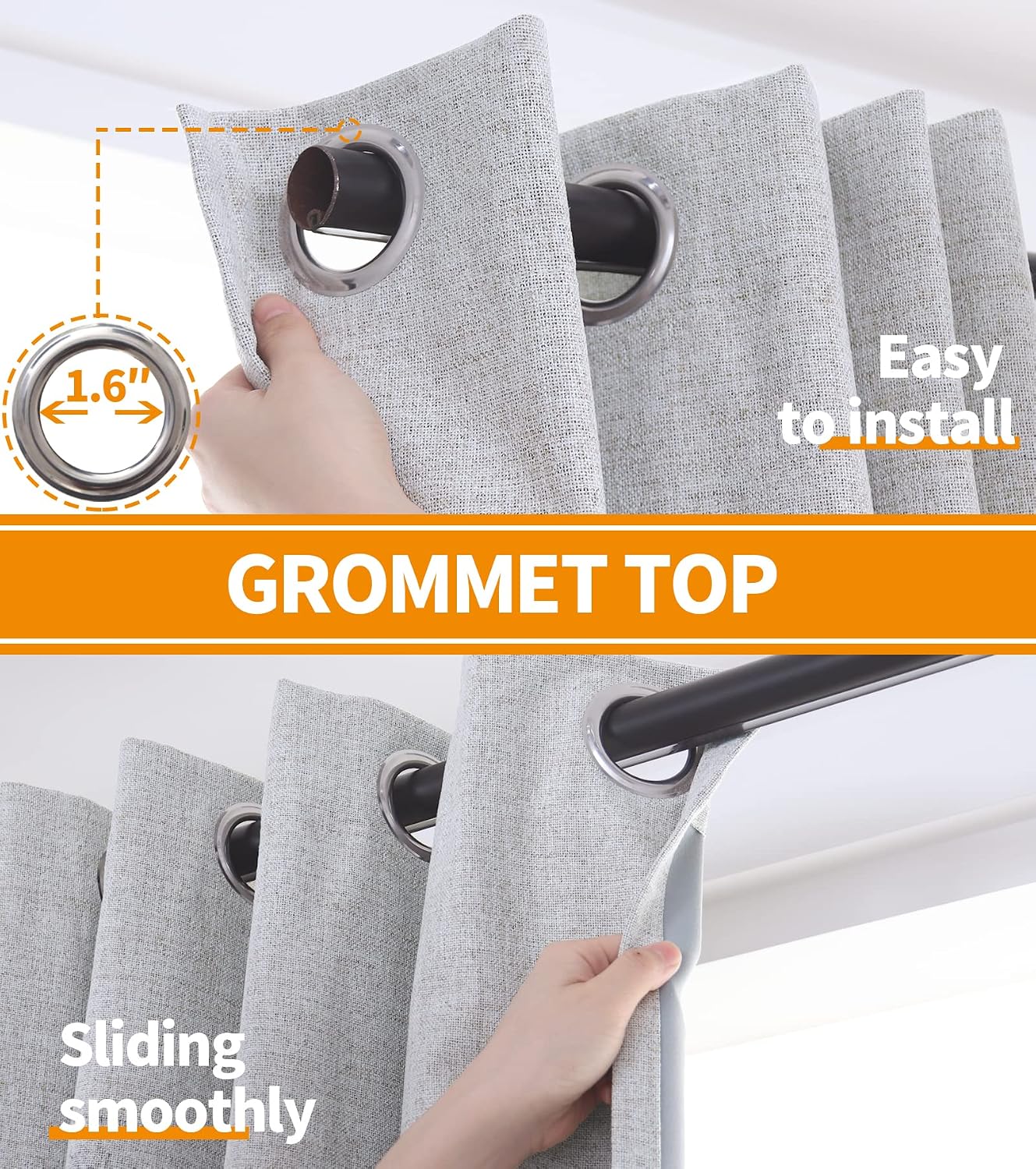 YoungsTex Linen Blackout Curtains 84 Inches Long for Living Room 2 Panels, Grommet Textured Room Darkening Drapes Thermal Insulated for Bed…