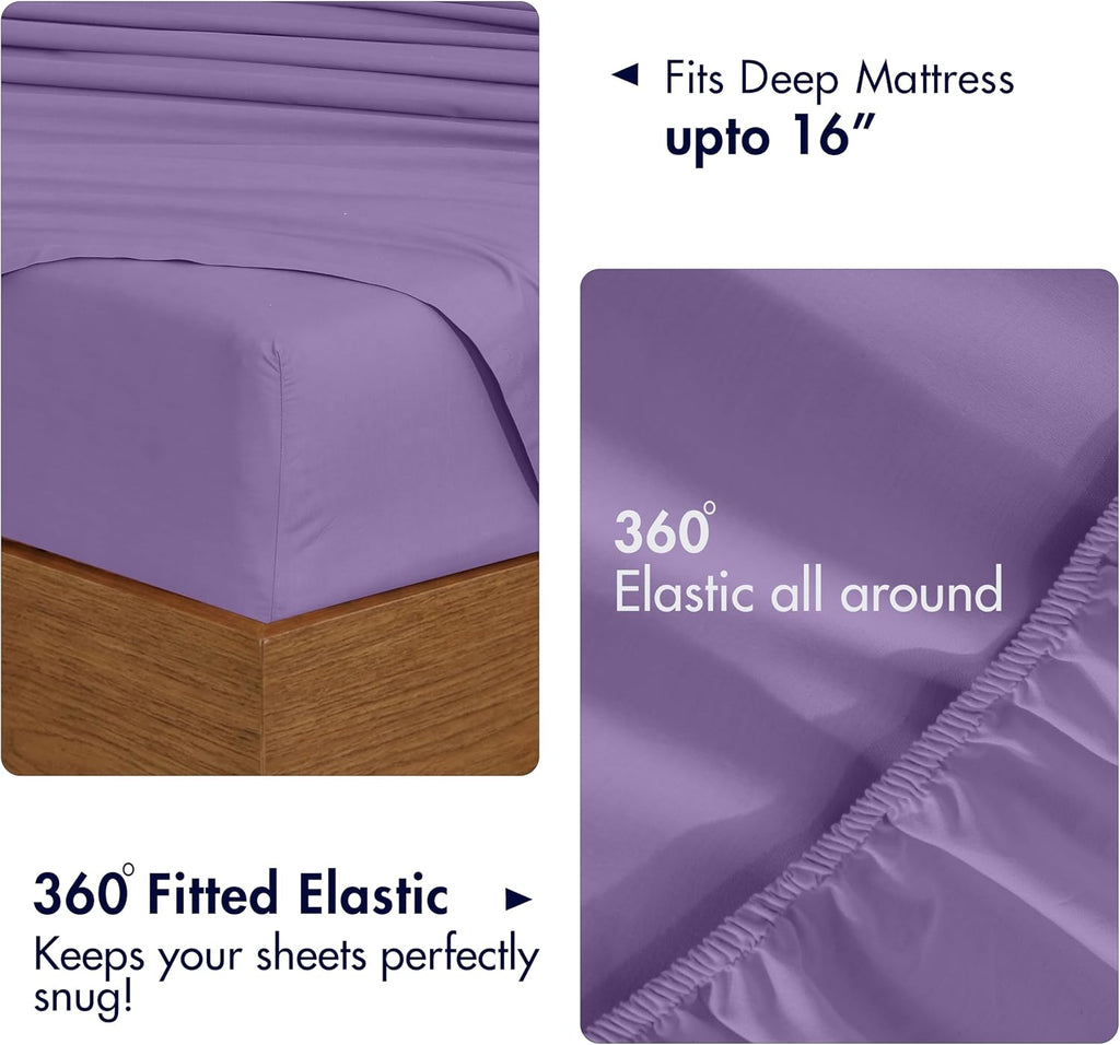 Ruvanti 100% Cotton Percale Sheets King Size 6 Piece Set, Cooling Bed Sheets for Hot Sleepers, Deep Pocket 16”, Breathable Lightweight & Du…