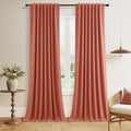 Guken Coral 100% Blackout Linen Curtains 102 Inch Length 2 Panels Set for Living Room Bedroom Back Tab/Rod Pocket Thermal Insulated Farmhou…
