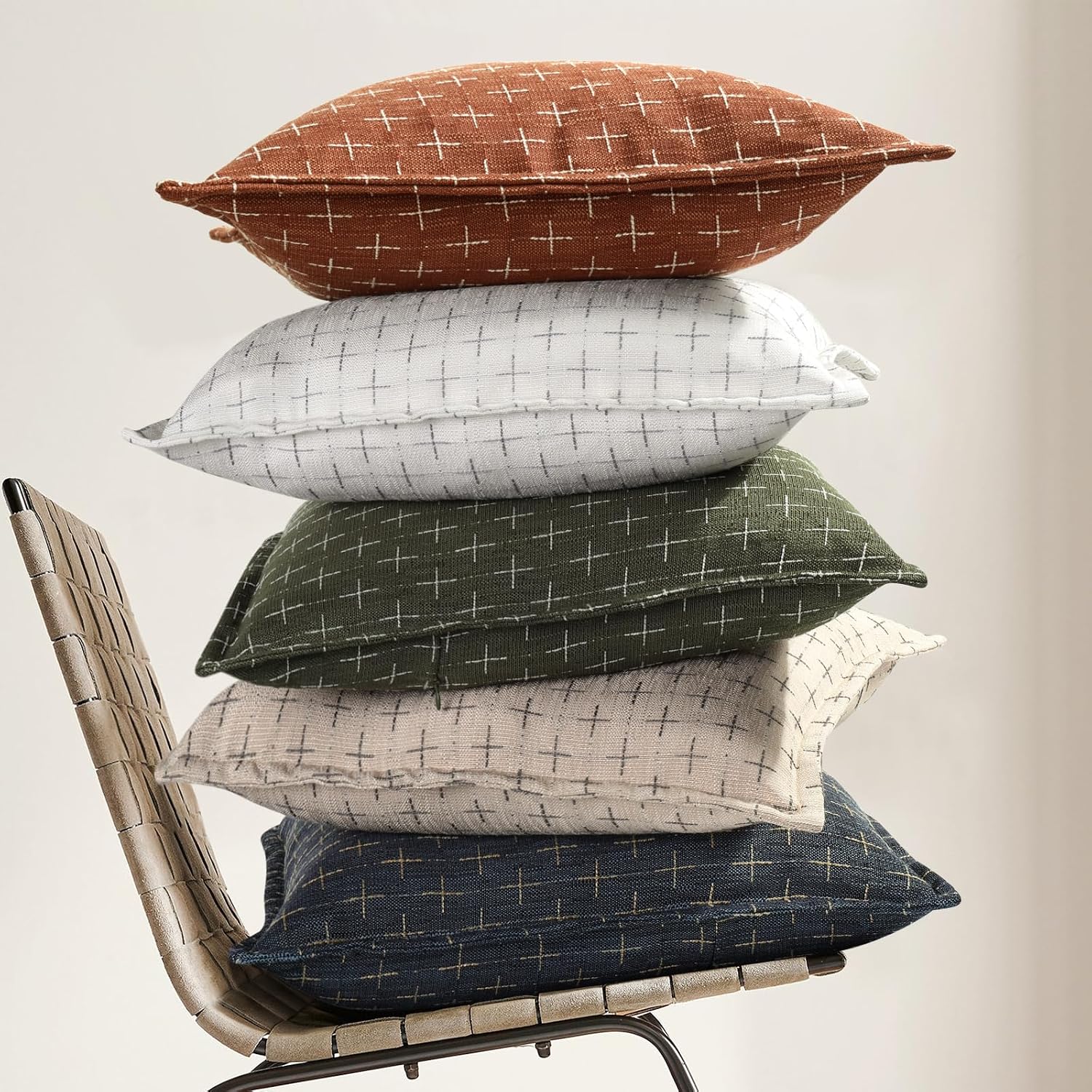 Zwjd Fall Pillow Covers 18x18 Set of 2 Soft Polyester Textured Rust Pillow Covers with Stylish Flange Edge Cozy Farmhouse Throw Pillows for…