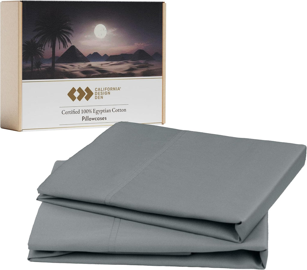 CaliforniaDesignDen California Design Den 100% Egyptian Cotton King Pillow Cases Set of 2, Pillow Cases King, Sateen Weave, Soft and Breath…