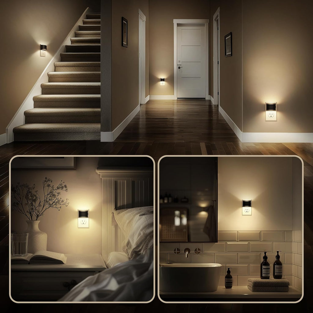 DORESshop LED Night Light[4 Pack], Night Lights Plug into Wall, 3 Level Brightness Adjustable Plug in Night Light, Dusk to Dawn Sensor…