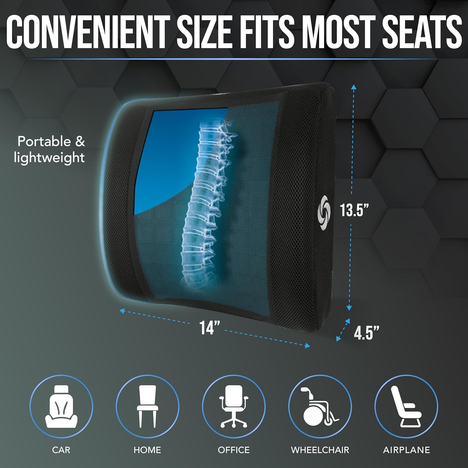Samsonite Cooling Memory Foam Lumbar Support Pillow for Office Chair, Gaming Chair & Car Seat Automotive Ergonomic Back Cushion, Home…