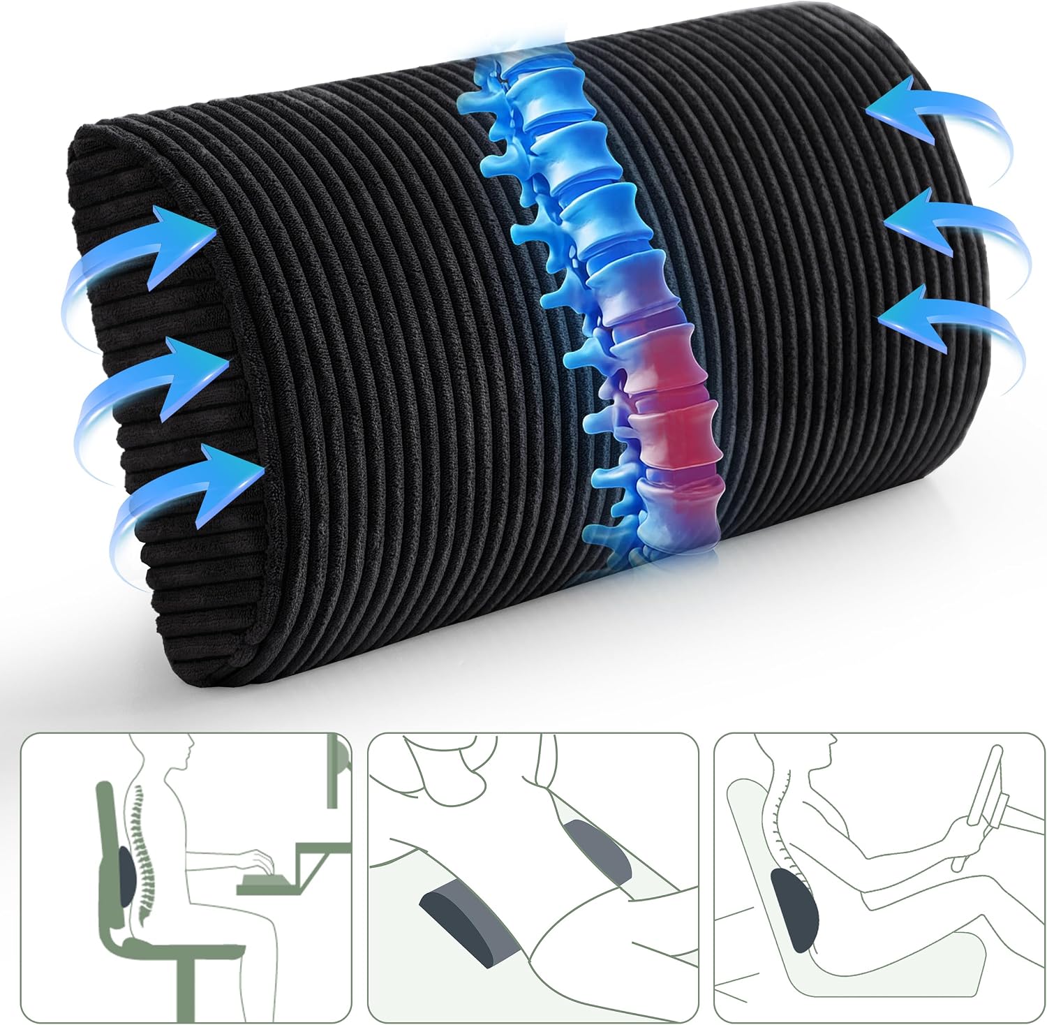 Higogogo Lumbar Support Pillow for Recliner Chair/Accent Chair/Couch, Memory Foam Back Support Cushion for Elderly, Recliner Cushions for B…