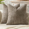 Miulee Pack of 2 Couch Throw Pillow Covers 22x22 Inch Neutral Khaki Modern Boho Accent Decorative Pillow Covers Soft Chenille Farmhouse Cus…