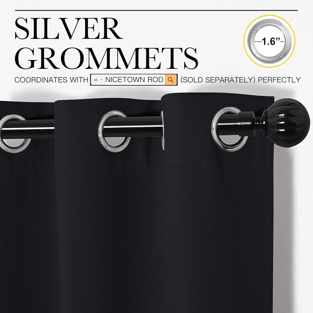 Nicetown Patio Blackout Curtain Shades - Summer Home Decoration Thermal Insulated Grommet Blackout Draperies/Drapes for Kitchen (2 Panels,…