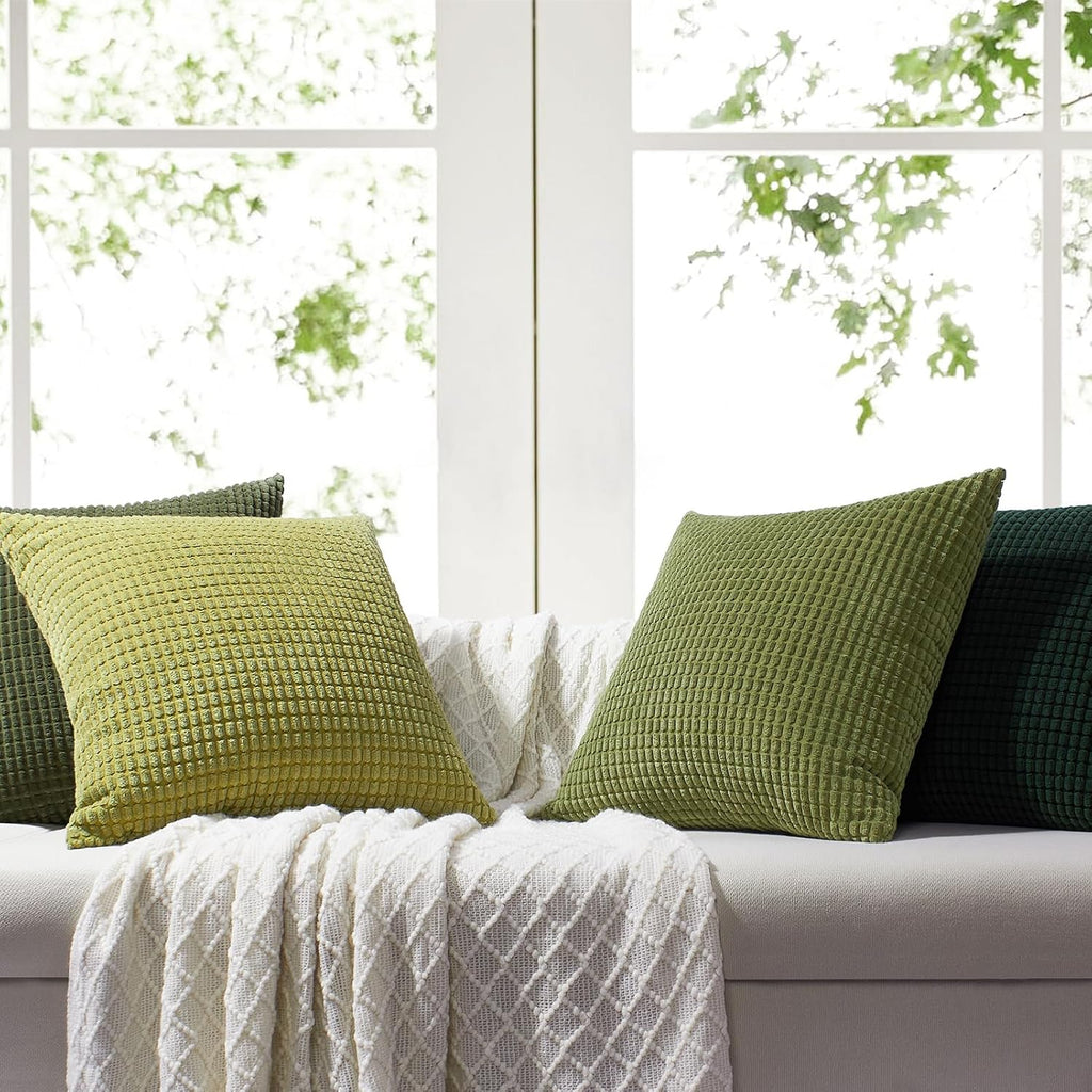 Softalker Throw Pillow Covers 20x20 Inch, Set of 4, Soft Corduroy Boho Stripe Decorative Pillow Cover, Couch Fluffy Pillow Cover for…
