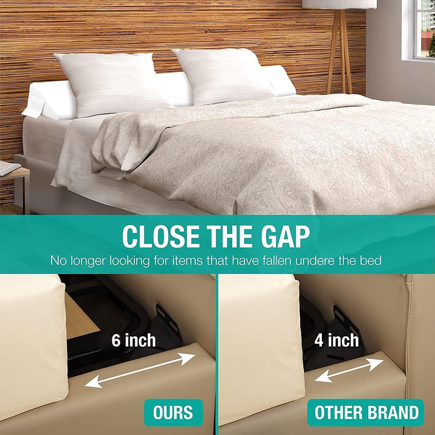 Vekkia Full Bed Wedge Pillow Gap Filler/Headboard Pillow/Mattress Wedge Fill Gap (0-6") Between Headboard and Mattress (White 54"x10"x6")